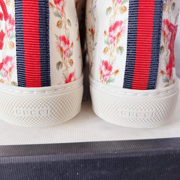 NIB Gucci Blind for Love High Top Sneaker Floral Print Canvas Ivory EU 40 US 10 - Picture 8 of 13